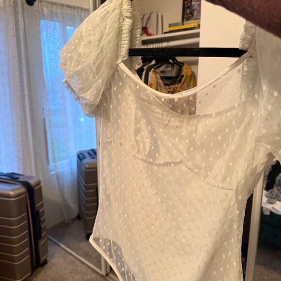 White Polka Dot BodySuit - Picture 3 of 3